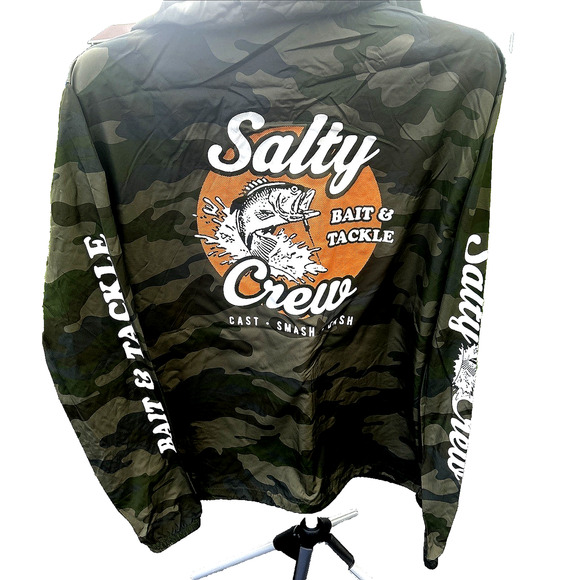 Salty Crew Windbreaker Jacket Hoodie Men XL Camouflage Storm-Ready-Fishing Gear - Picture 2 of 12